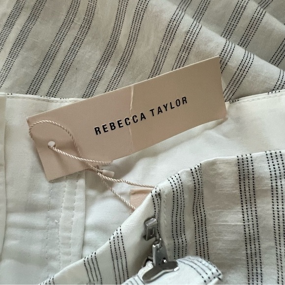 New Rebecca Taylor Striped Wide Leg Suit Pants Snow and Black NWT Women’s 0 - Picture 12 of 14